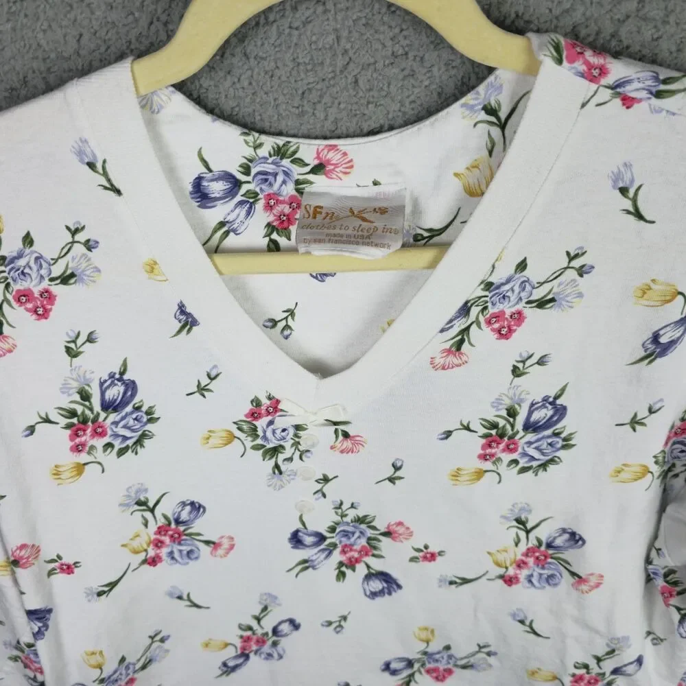 Vintage Nightgown San Francisco Network Clothes To Sleep In  M White Floral